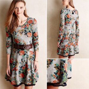 Anthropologie Saturday Sunday Floral Terry Fit & Flare Dress Size L